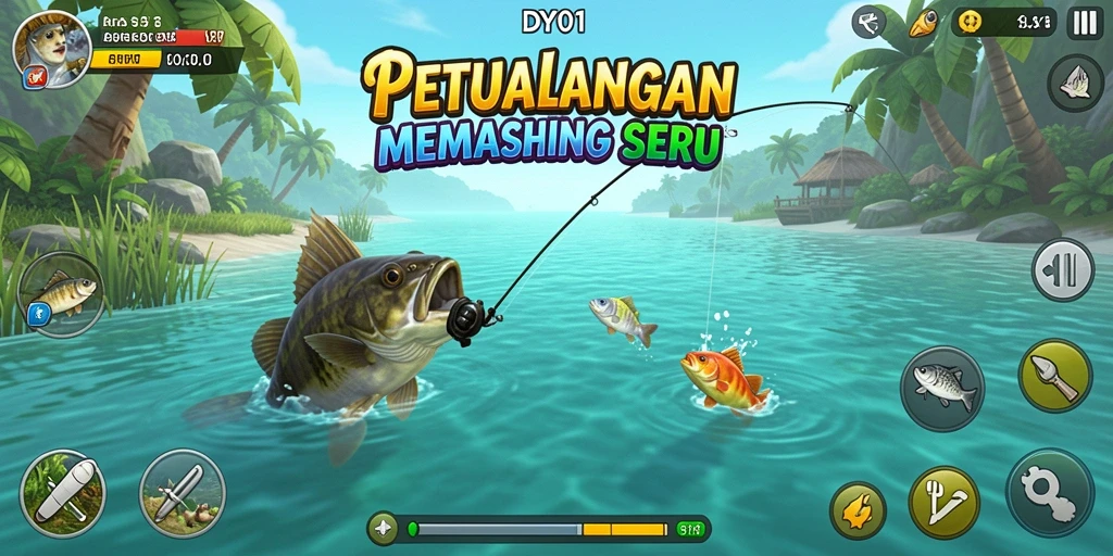 Tangkapan ikan besar dalam gameplay DY01 yang menakjubkan.