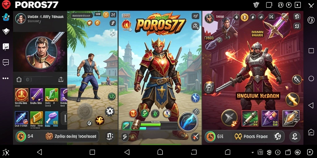Tampilan utama POROS77 dengan fitur-fitur utility yang lengkap.